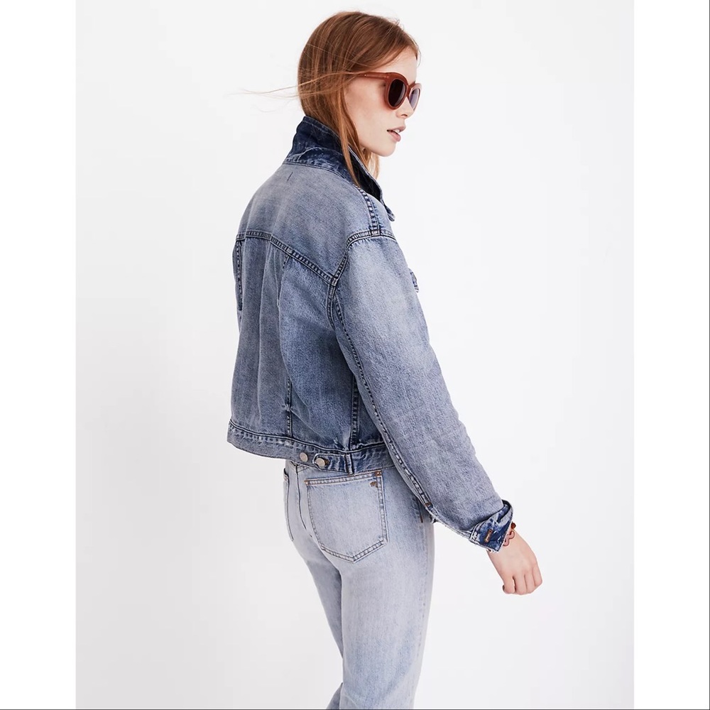 🌟Madewell Boxy-Crop Jean Jacket in Woodcourt Wash